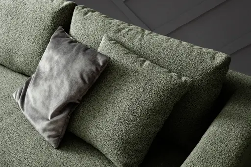 Ecksofa Helmi - Longchair links, 2,5-Sitzer, Stoff, Eukalyptus