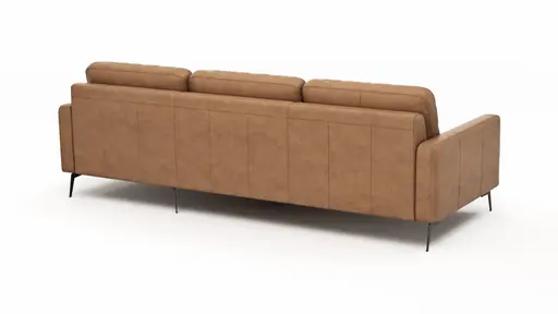 Ecksofa Enna - 3-Sitzer mit Longchair rechts, Armlehne A, Leder, Cognac