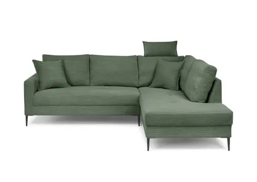 Ecksofa - 3-Sitzer, Ecke rechts, Stoff, Grün