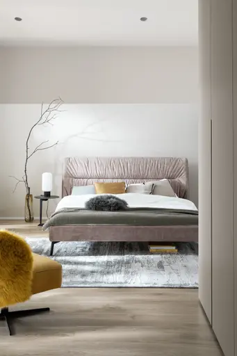 Bett Alvito - Liegefläche ca. 180x200 cm, Stoff, Beige