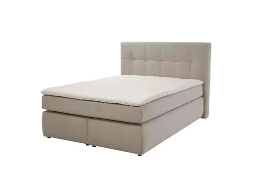 Boxspringbett JANAH- Liegefläche ca. 140x200 cm, Stoff, Creme