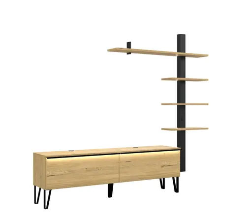 Hängeelement - mit Beleuchtung, B ca. 174 cm, Gustavson Oak Nachbildung