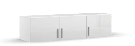 Schrankaufsatz- B ca. 136 cm, Weiß, Weiß Hochglanz