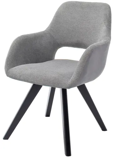 Armlehnenstuhl MACIE - drehbar, Stoff, Grau