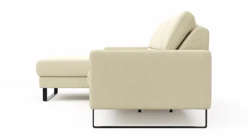 Ecksofa Valera - Longchair mit 3-Sitzer rechts inkl. Rückenlehne verstellbar, Stoff, Natur
