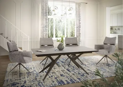 Stuhl MARJA - drehbar, Stoff, Grau