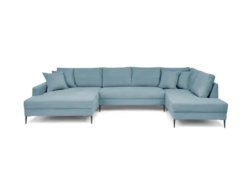 Wohnlandschaft - Longchair links, 2-Sitzer, Ecke rechts, Stoff, Petrol