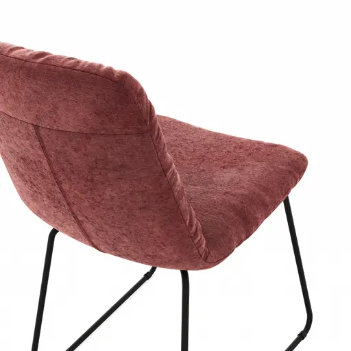 Stuhl Pelle - Stoff, Weinrot, Schwarzgrau, Kufe