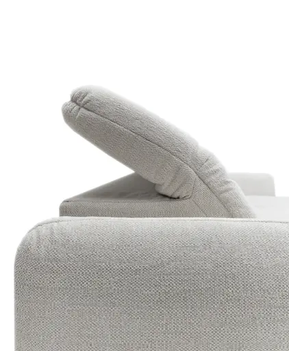 Ecksofa JAIMIE - 1,5-Sitzer mit Longchair rechts inkl. Relaxfunktion, verstellbare Kopfstütze, Stoff, Beige