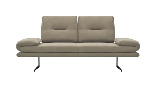 Sofa Lucero - 2,5-Sitzer inkl. Drehsitze und Armlehne/Rückenlehne und Sitztiefe verstellbar, Leder, Taupe 