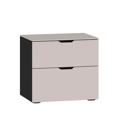 Nachtkommode JOIN IT- Glas, Hellrosa, Matt, Schwarz