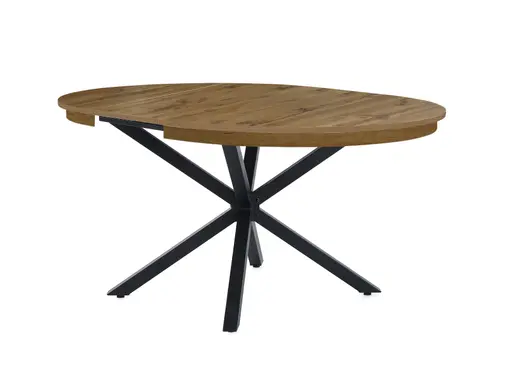 Esstisch - ausziehbar, Ø/H ca. 120x77 cm, Wildeiche Nachbildung, Schwarz