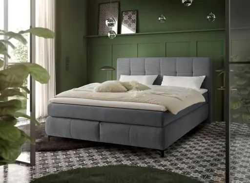Boxspringbett- Liegefläche ca. 180x200 cm, Stoff, Grau