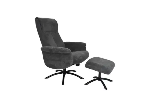 TV-Sessel MORTON mit Hocker - drehbar, Relaxfunktion, Stoff, Grau