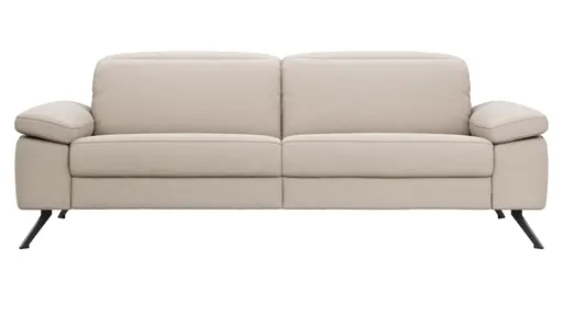Sofa Rafaela 2.0 - 3-Sitzer inkl. Kopfteil verstellbar, Leder, Champagner