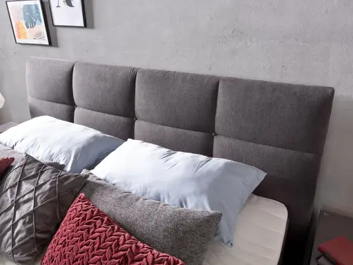 Boxspringbett - Liegefläche ca. 180x200 cm, Stoff, Dunkelgrau