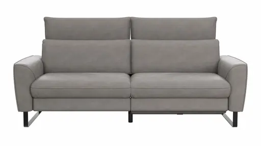 Sofa Avela - 3-Sitzer inkl. Relaxfunktion motorisch und Kopfteil verstellbar, Leder, Steingrau