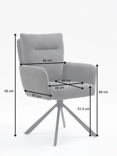Armlehnstuhl - drehbar, Cord, Anthrazit
