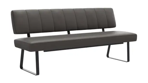 Polsterbank Carmelo - Breite ca. 183 cm, Leder, Steingrau