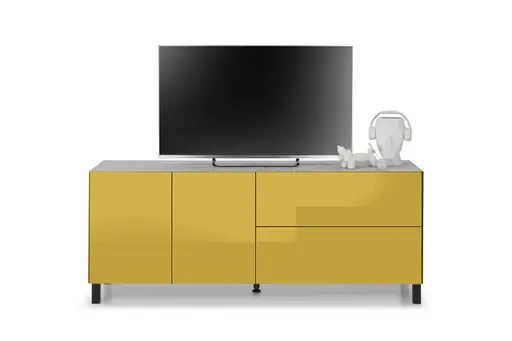 Lowboard - B ca. 181 cm, Goldgelb, Keramikoptik