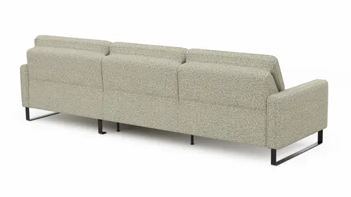 Ecksofa Valera - 3-Sitzer mit Longchair rechts inkl. Rückenlehne verstellbar, Stoff, Limone