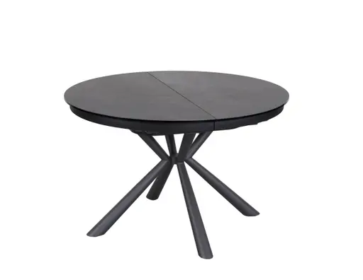 Esstisch MALEKO - ausziehbar, Ø/H ca. 120x76 cm, Glaskeramik, Dunkelgrau
