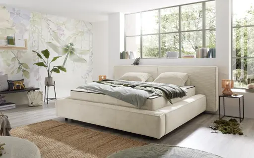Polstergestell- Liegefläche ca. 180x200 cm, Stoff, Creme