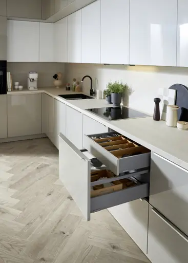 L-Küche 56.100 CO 4 525, Kieselgrau