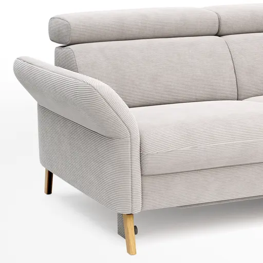 Sofa Maryville - 2,5-Sitzer mit Eckelement und Abschlussteil medium rechts, inkl. Schlaffunktion, Stauraum, Armlehne/Kopfteil verstellbar, Stoff, Beige