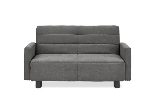  Faltsofa Easy - 2-Sitzer, ca. 140 cm inkl. Schlaffunktion/Topper/Armteil verstellbar, Stoff, Dunkelgrau
