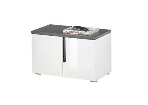 Garderobenbank - B ca. 76 cm, Weiß, Weiß Hochglanz, Anthrazit