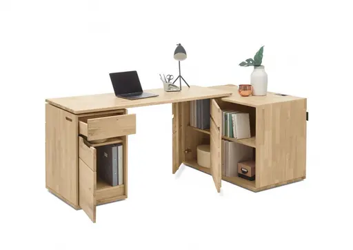 Verwandlungs-Sideboard - schwenkbar links, Wildeiche massiv