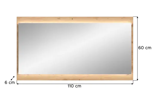 Spiegel - mit Beleuchtung, LB ca. 110x60 cm, Artisan Eiche Nachbildung
