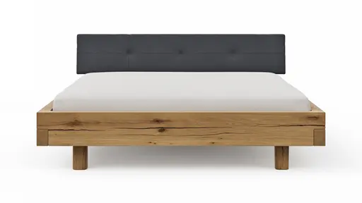 Bettgestell Baltimore - Liegefläche ca. 180x200 cm, Wildeiche massiv, mit Polsterkopfteil Anthrazit