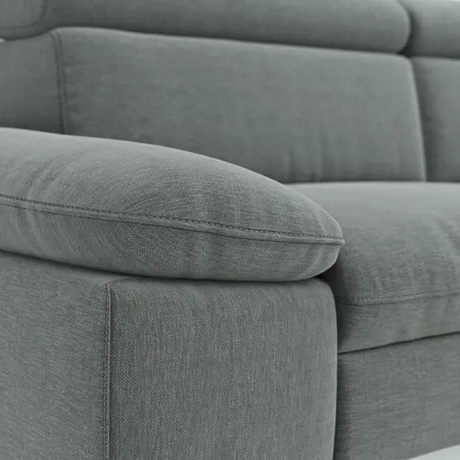 Ecksofa Felipa - 2,5-Sitzer mit Ecke rechts inkl. Kopfteil verstellbar, Stoff, Grau