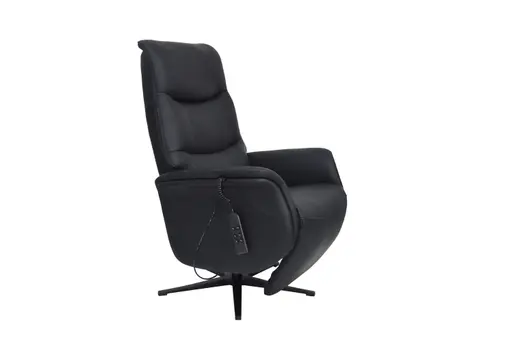 TV-Sessel MAREK - drehbar, Relaxfunktion, Kopfteilverstellung, Leder, Schwarz