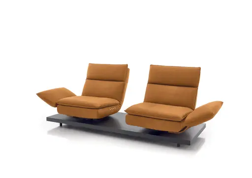 Sofa - 2-Sitzer, Relaxfunktion motorisch, Leder, Curry