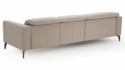 Ecksofa Rafaela 2.0 - Longchair mit 2,5-Sitzer rechts inkl. Kopfteilverstellung, Leder, Champagner