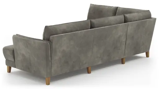 Sofa Stamford - Ecksofa 2-sitzig und Abschlusshocker links mit 3,5-Sitzer, Bogen rechts, Stoff, Anthrazit