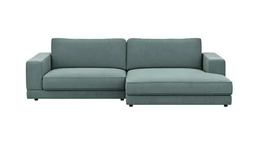 Ecksofa Juni - 1,5-Sitzer mit Longchair rechts, Stoff, Petrol
