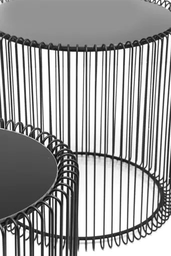 Beistelltisch-Set- Stahl, Schwarz, Glas, Schwarz