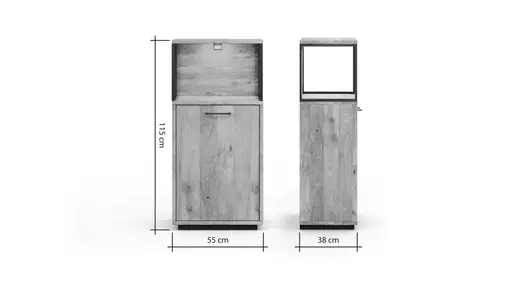 Vitrine Savannah - inkl. Beleuchtung, Wildeiche massiv, natur geölt