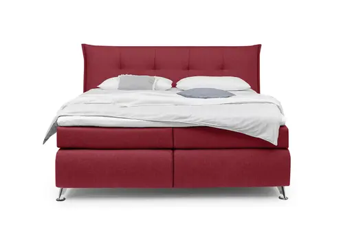Boxspringbett HAROA- Liegefläche ca. 180x200 cm, Stoff, Rot, inkl. Topper