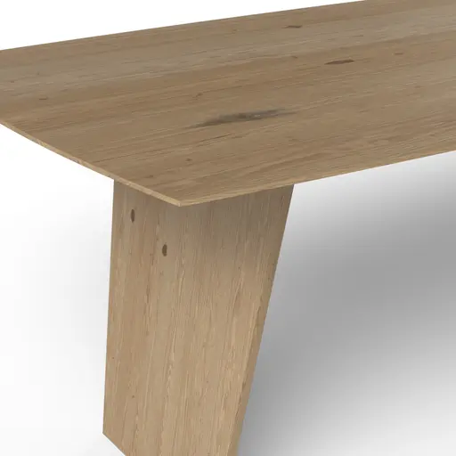 Esstisch 3100 - LB ca. 220x100 cm, Asteiche Bianco massiv, Holzwange