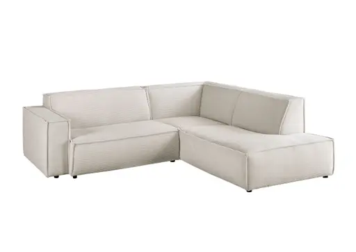 Ecksofa - 1,5-Sitzer mit Ecke rechts, Cord, Weiß