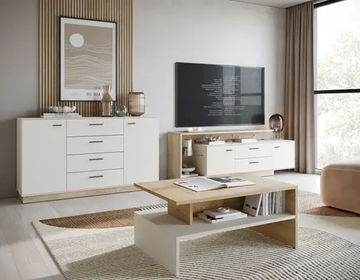 Couchtisch - LB ca. 100x66 cm, Cremona Eiche Torro Nachbildung, Kaschmir