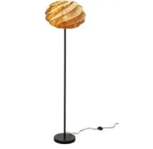 Stehleuchte- BH ca. 45x160 cm, Rattan, Stahl, Schwarz