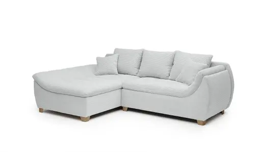 Ecksofa JAMILA - 2-Sitzer, Ecke rechts, Stoff, Silberfarben