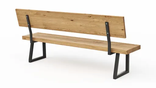 Holzbank Clifton - mit Rückenlehne, Breite ca. 200cm, Wildeiche massiv, natur