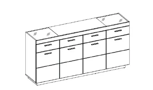 Sideboard - mit Beleuchtung, B ca. 180 cm, Kaschmir, Coast Evoke Eiche Nachbildung